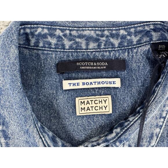 Scotch and Soda Amsterdams Blauw Matchy Matchy denim SS button down size Medium - Picture 3 of 15